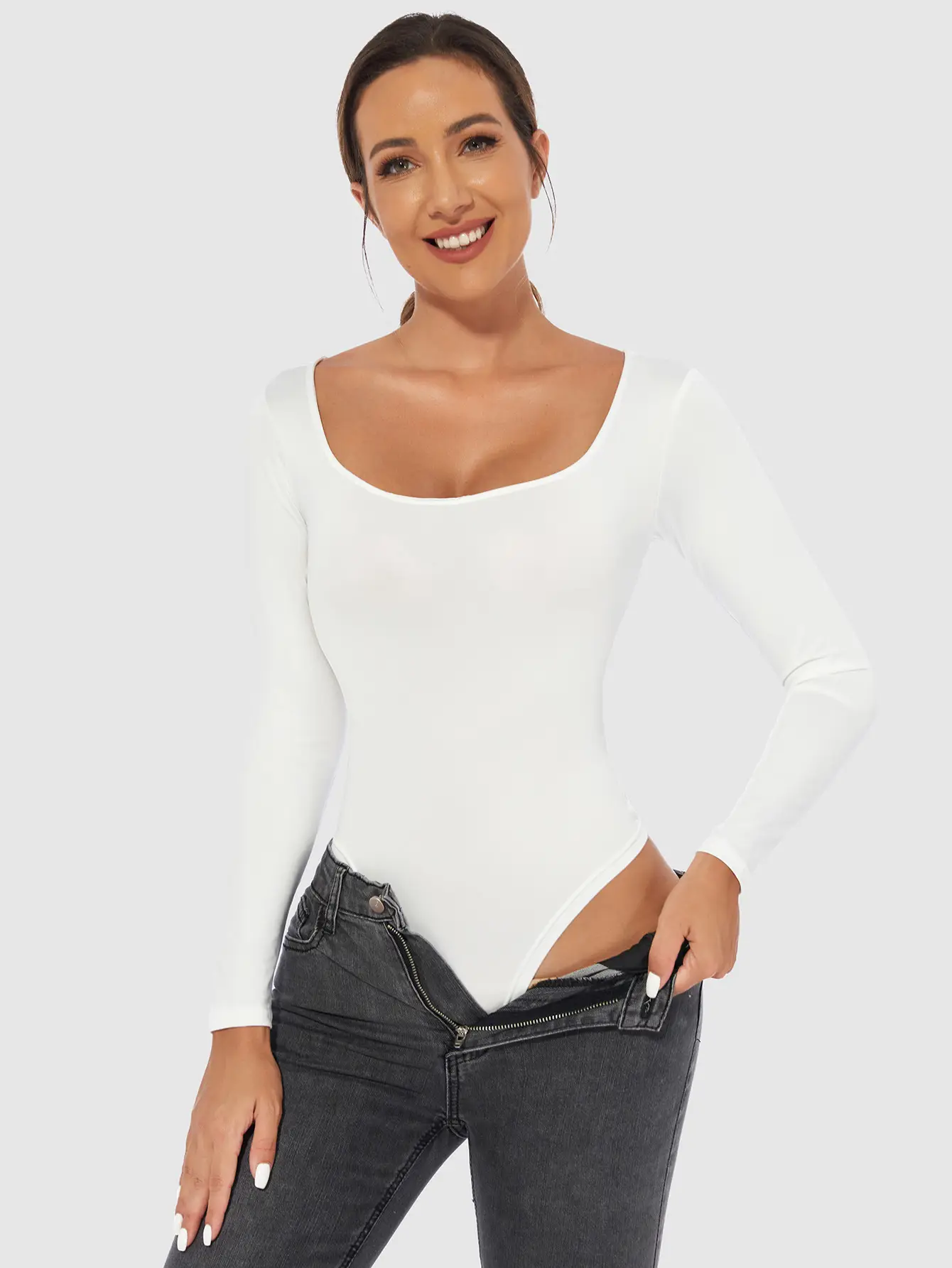 Black Slim Fit Women's T-Shirt Jumpsuit Set — feature 16