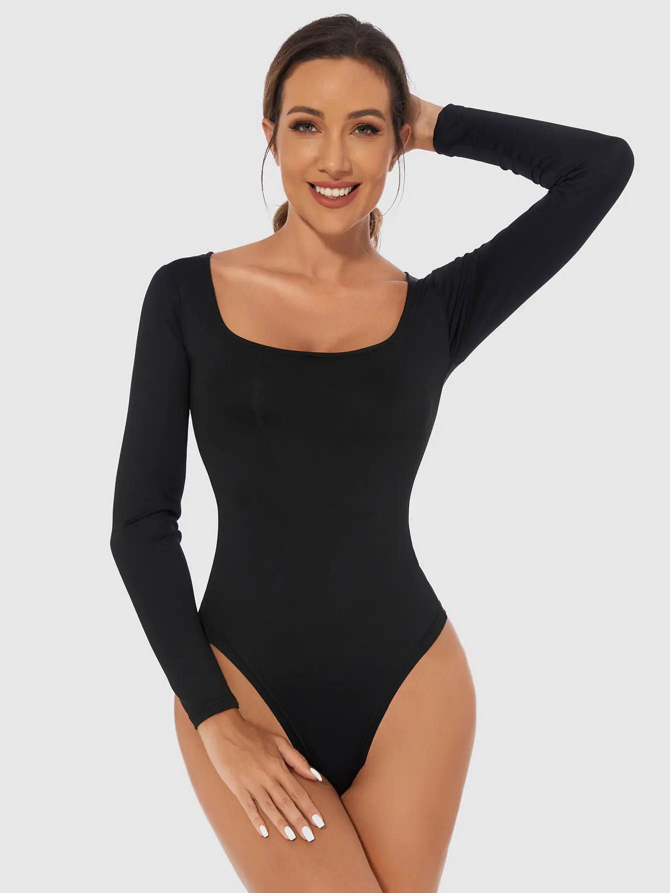 Black Slim Fit Women's T-Shirt Jumpsuit Set — feature 18