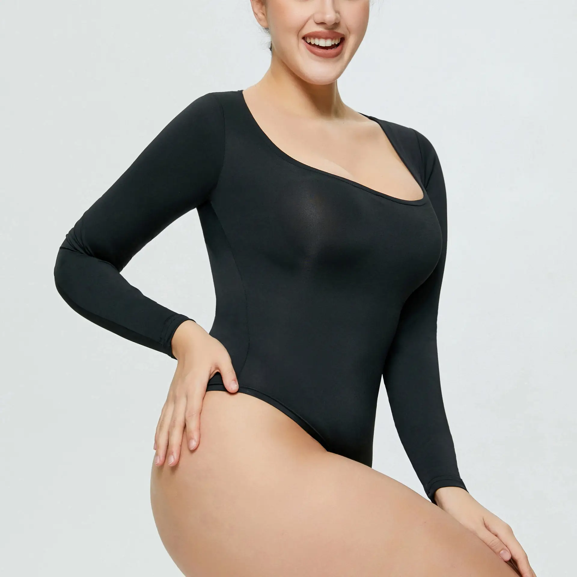 Black Slim Fit Women's T-Shirt Jumpsuit Set — feature 25