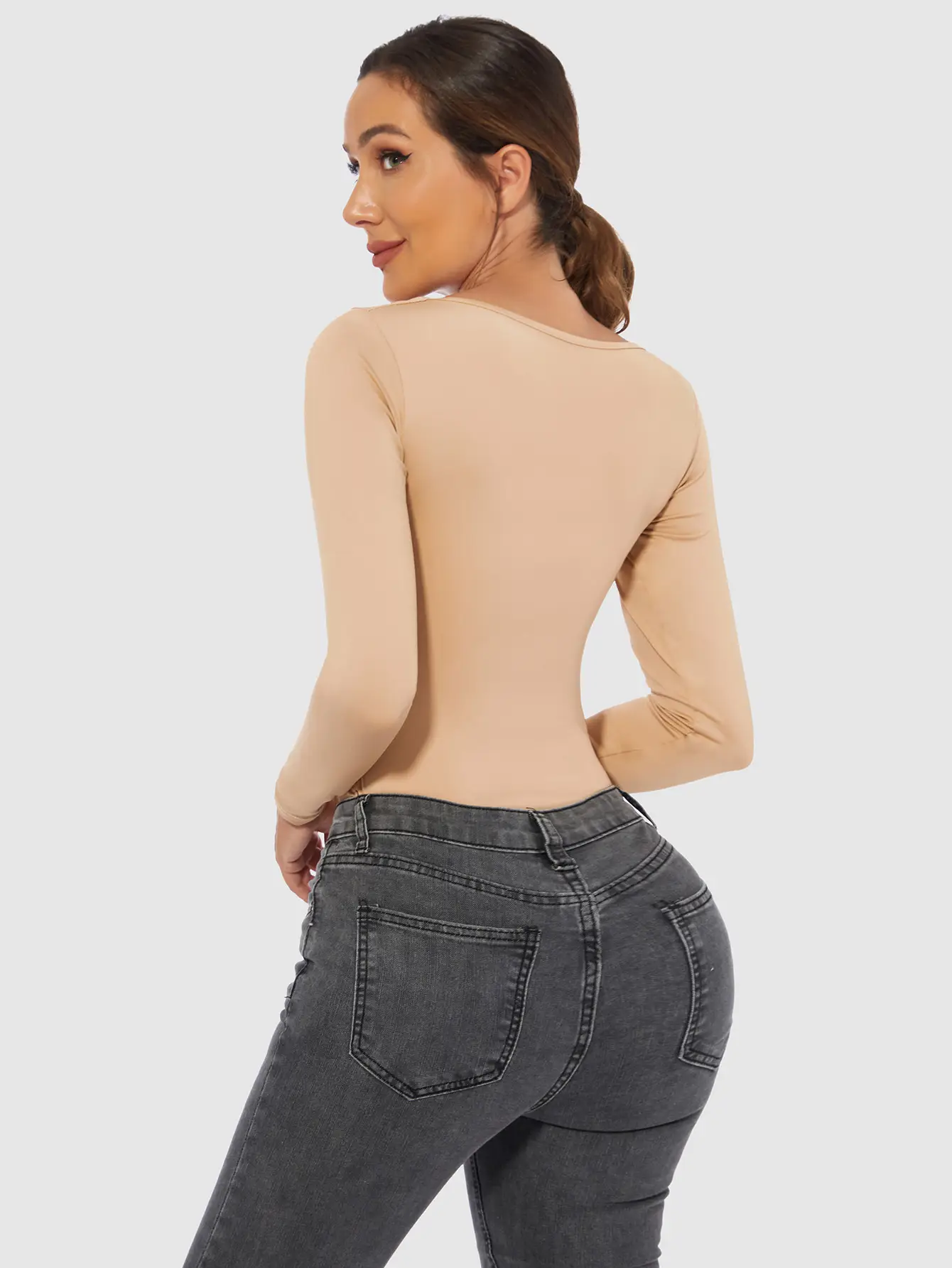 Black Slim Fit Women's T-Shirt Jumpsuit Set — feature 30
