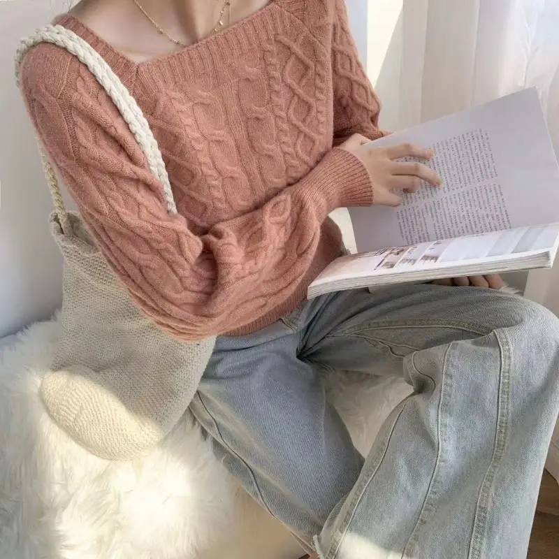 Green Japanese Women's Sweater Square Collar Long Sleeve - Image 2