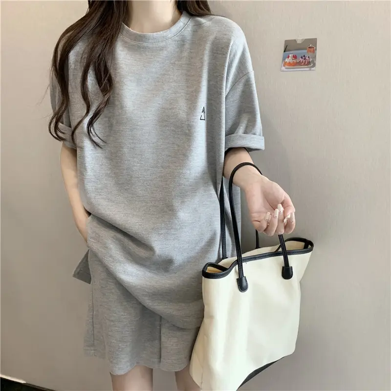 Women Grey T-Shirt Shorts Set Large Summer Wear — feature 16