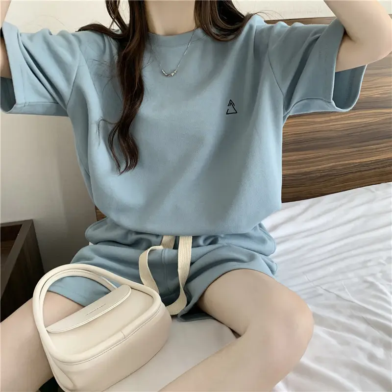 Women Grey T-Shirt Shorts Set Large Summer Wear — feature 9