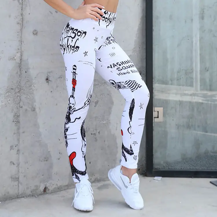 Women's Pink Printed Slim Fit Yoga Leggings High Waist