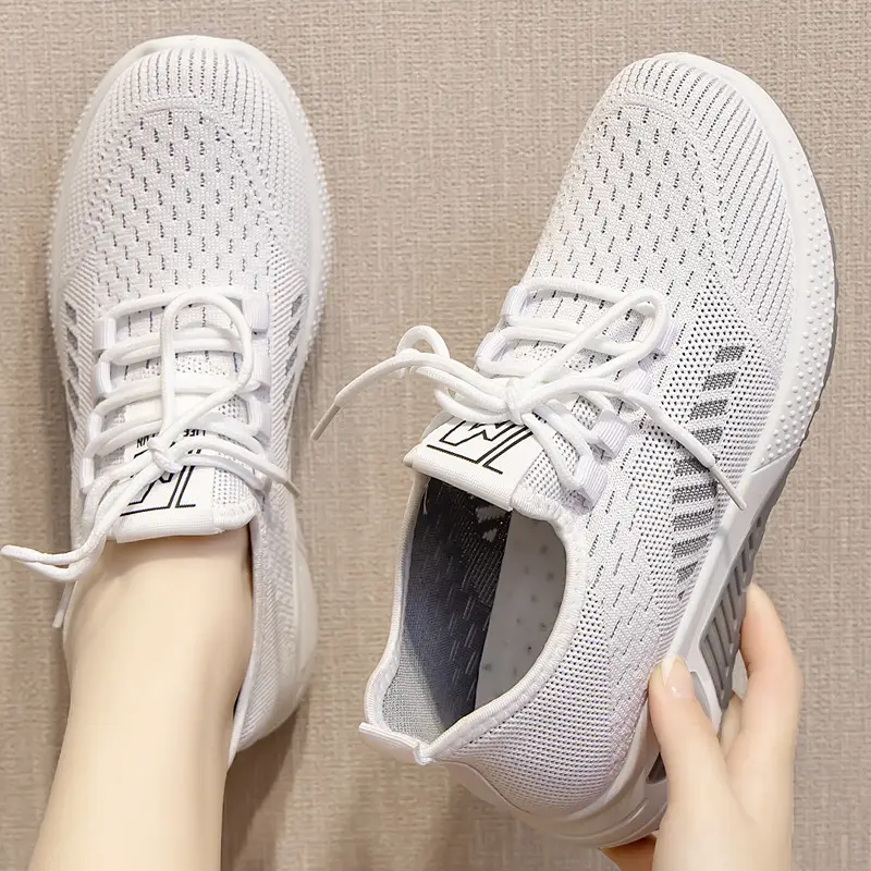 Women's Shoes 2024 Spring and Summer Old Beijing Versatile Breathable Fly-Knit Soft-Soled Mom Shoes Sneakers Women's Shoes Foreign Trade Comfortable - Image 2