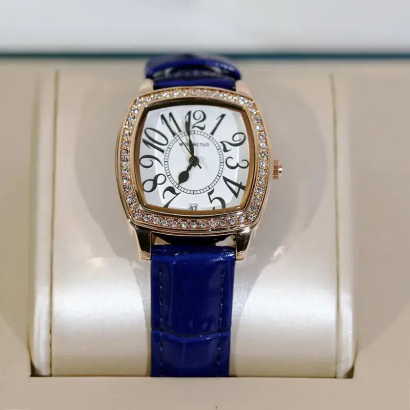 Women's Square Watch Brown Leather Belt Quartz Waterproof - Image 9