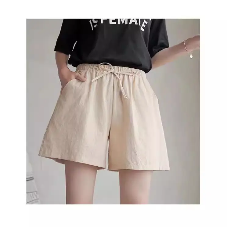 Women Linen Shorts Summer Loose Fit Large Waist