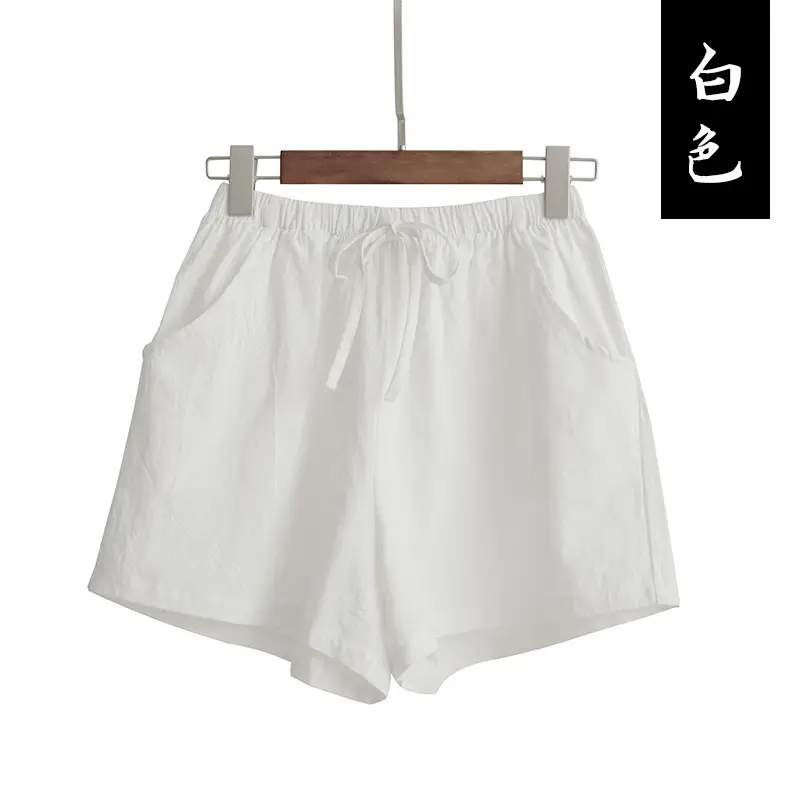 Women Linen Shorts Summer Loose Fit Large Waist