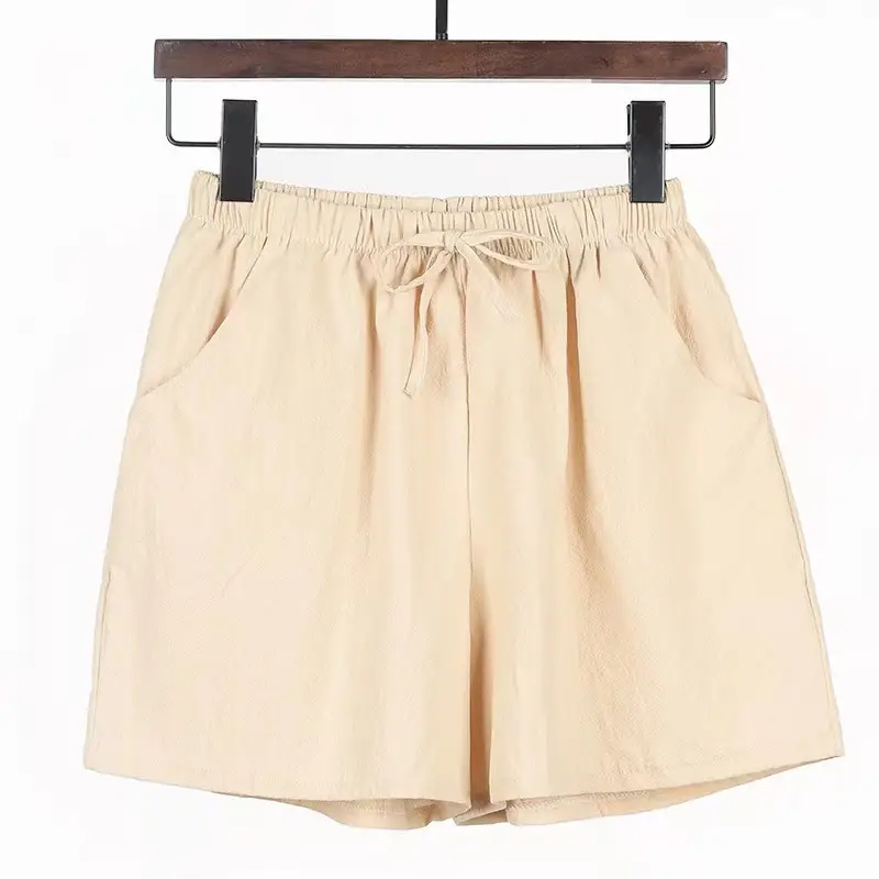 Women Linen Shorts Summer Loose Fit Large Waist
