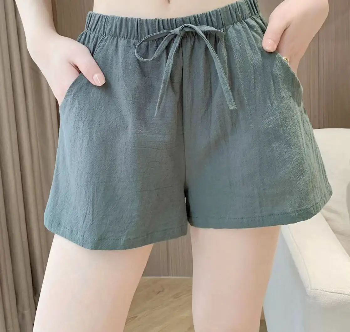 Women Linen Shorts Summer Loose Fit Large Waist