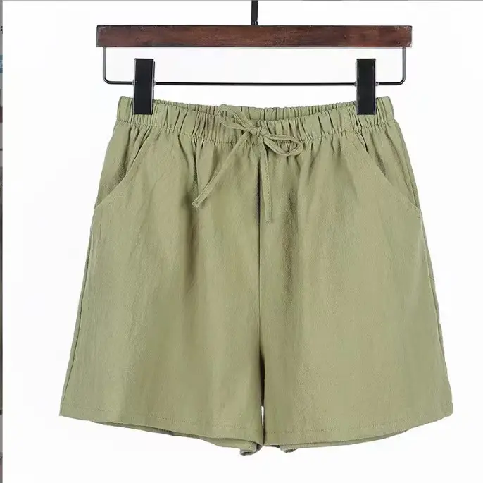 Women Linen Shorts Summer Loose Fit Large Waist