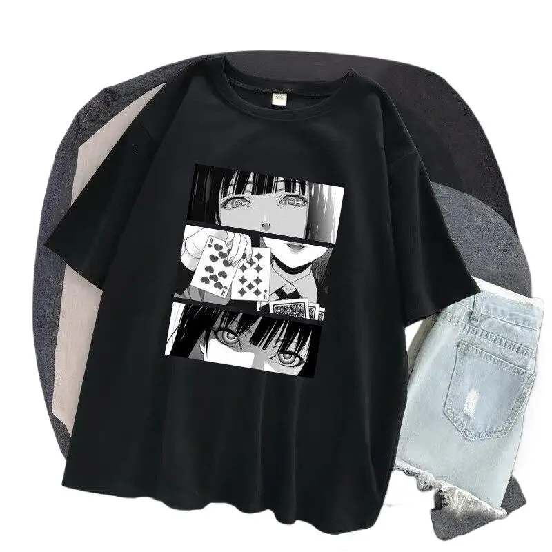 Women Black Kakegurui Animation T-Shirt Short Sleeve - Image 4