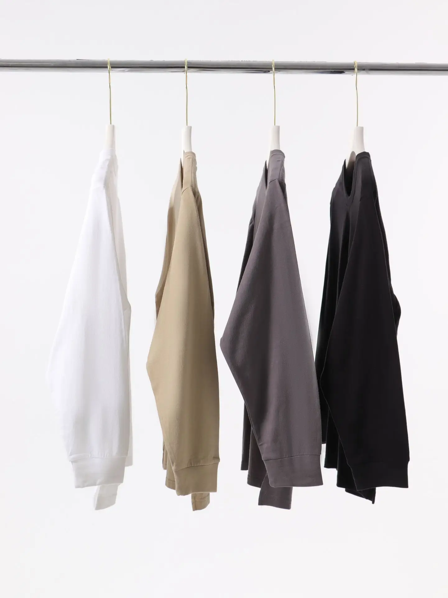 Men's 240g Pure Cotton Long Sleeve T-Shirt Solid Color - Image 8