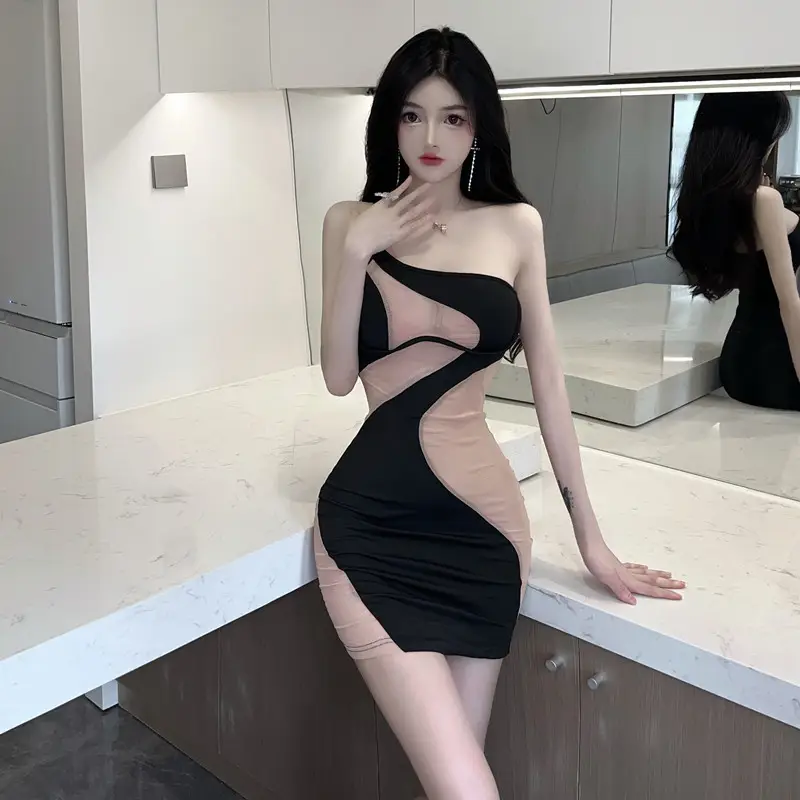 2026 Cross-Border Sexy One-Shoulder Strap Dress for Women - Image 3