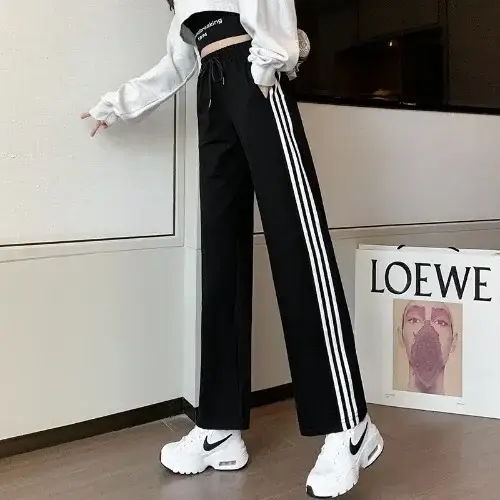 Women Black Wide Leg Striped Pants 2024 - Image 14