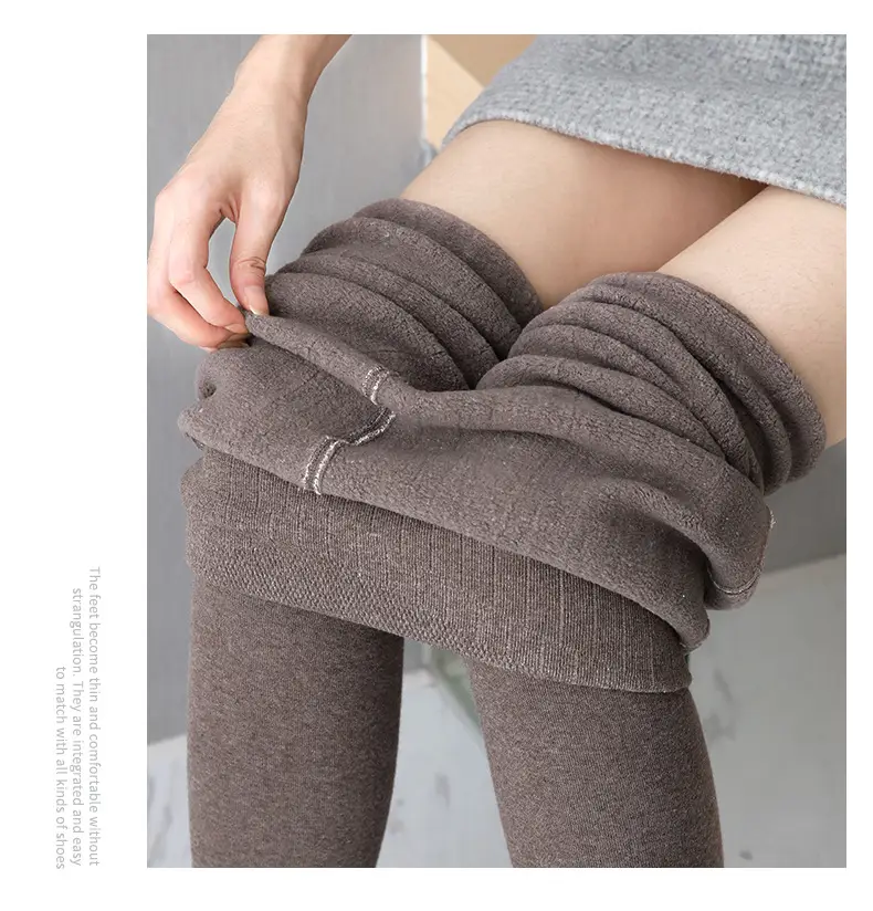 Extra Thick Lined Warm Cotton Leggings Women's Fleece Lined Tall Japanese Pantyhose — feature 22
