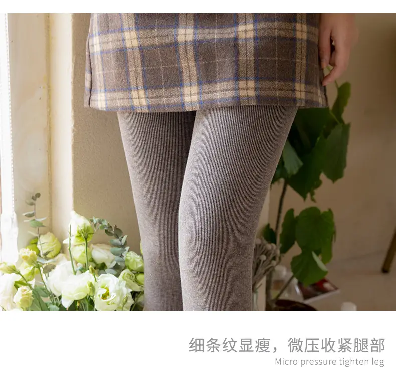 Extra Thick Lined Warm Cotton Leggings Women's Fleece Lined Tall Japanese Pantyhose — feature 23