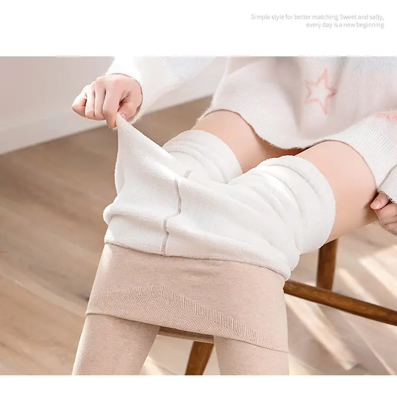 Extra Thick Lined Warm Cotton Leggings Women's Fleece Lined Tall Japanese Pantyhose — feature 25