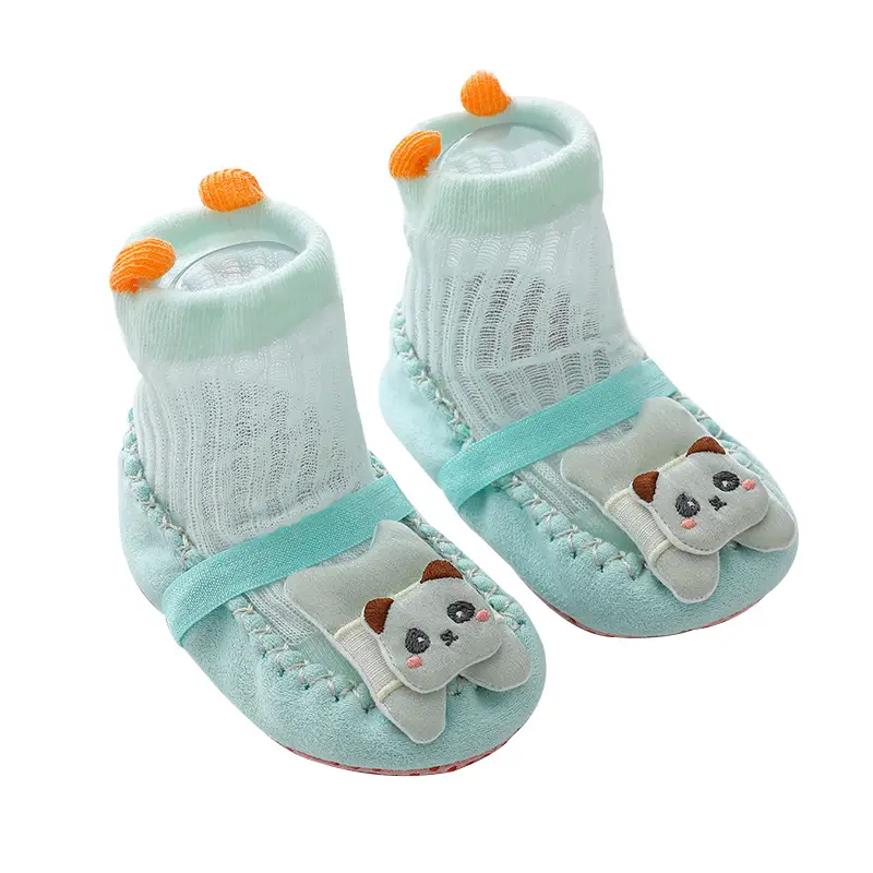 Baby Cartoon Socks Mint Green Non-Slip Indoor