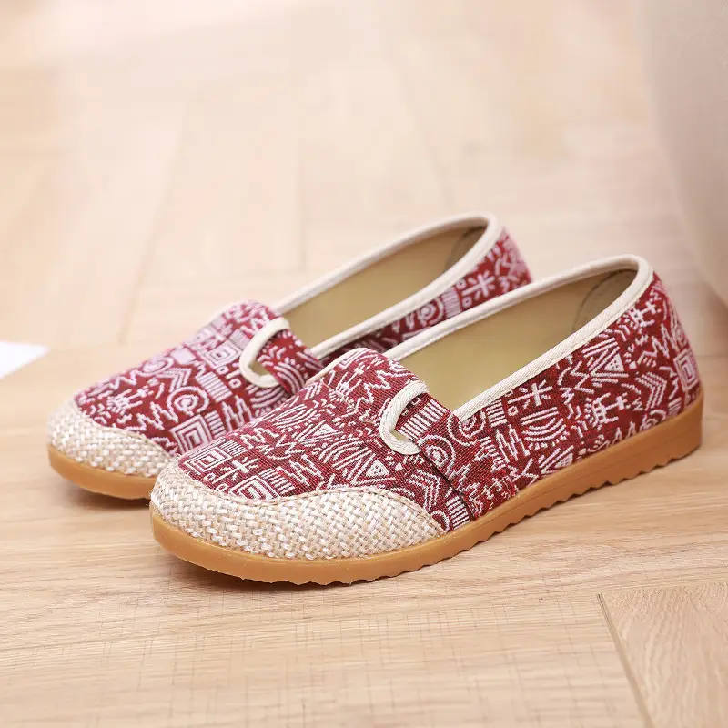 Women's New Beijing Old Cloth Shoes Non-Slip Soft Bottom Plaid Wear