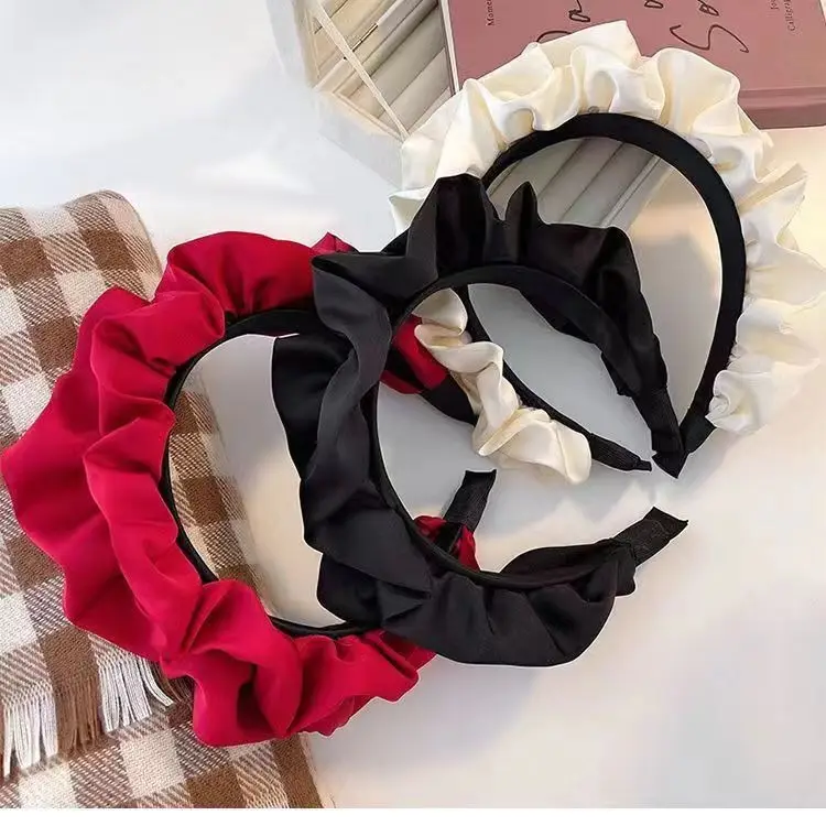 Black Pleated Hair Band Korean Style Wide Brim - Image 5