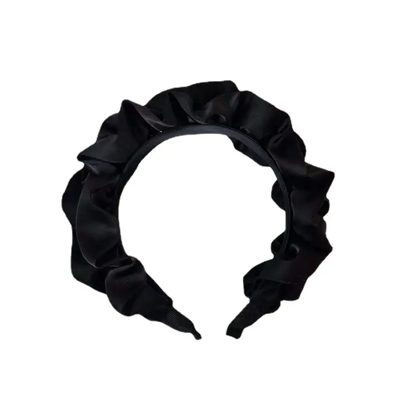 Black Pleated Hair Band Korean Style Wide Brim - Image 6