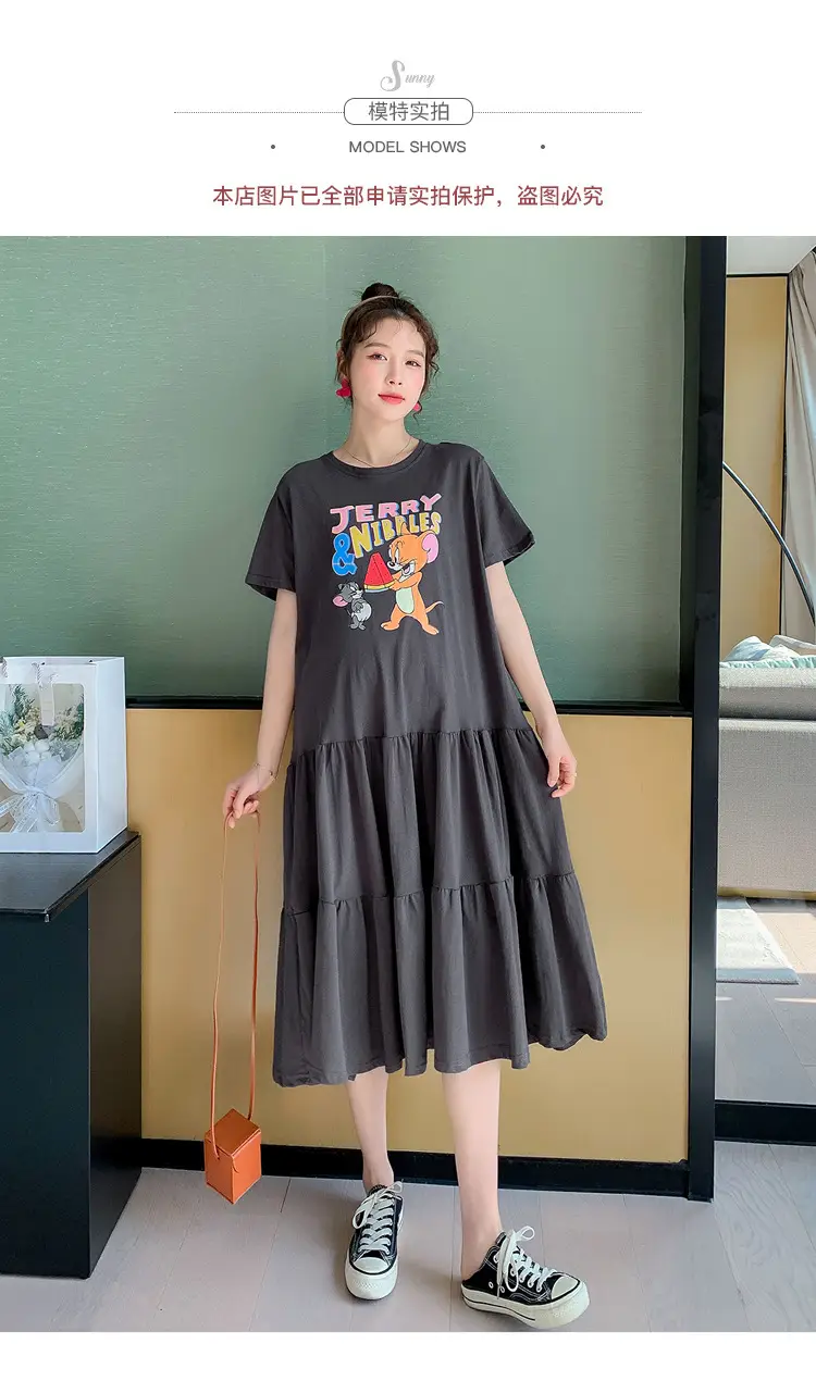 Maternity Dress Black Graphic Long Sleeve Summer — feature 11
