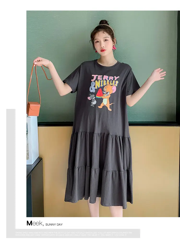 Maternity Dress Black Graphic Long Sleeve Summer — feature 15
