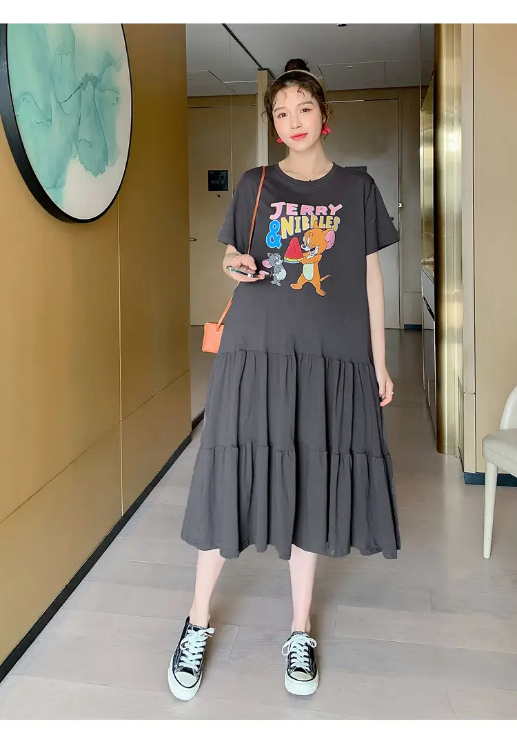 Maternity Dress Black Graphic Long Sleeve Summer — feature 16