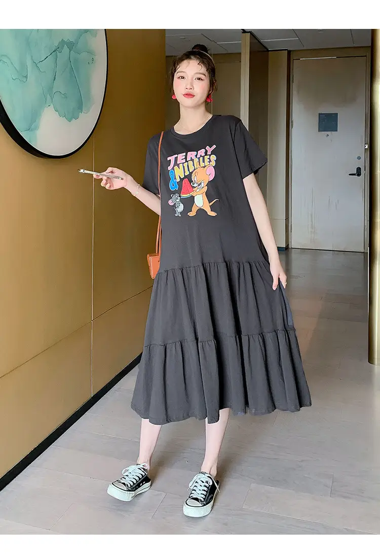 Maternity Dress Black Graphic Long Sleeve Summer — feature 17