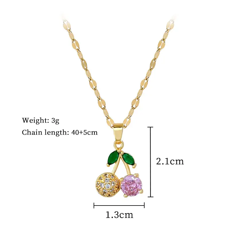 Real Gold Cherry Pink Diamond Necklace with Earrings β feature 4