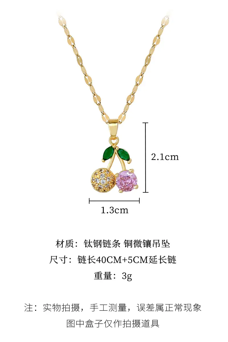 Real Gold Cherry Pink Diamond Necklace with Earrings β feature 5