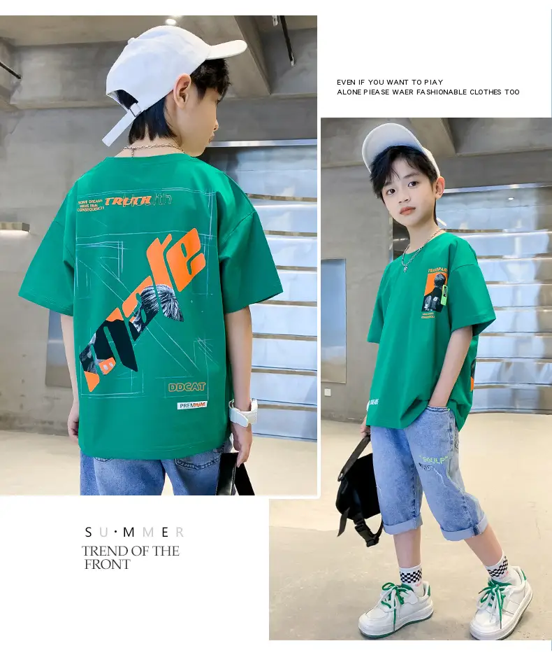 Blue Cotton T-Shirt for Boys Girls Summer Wear — feature 11