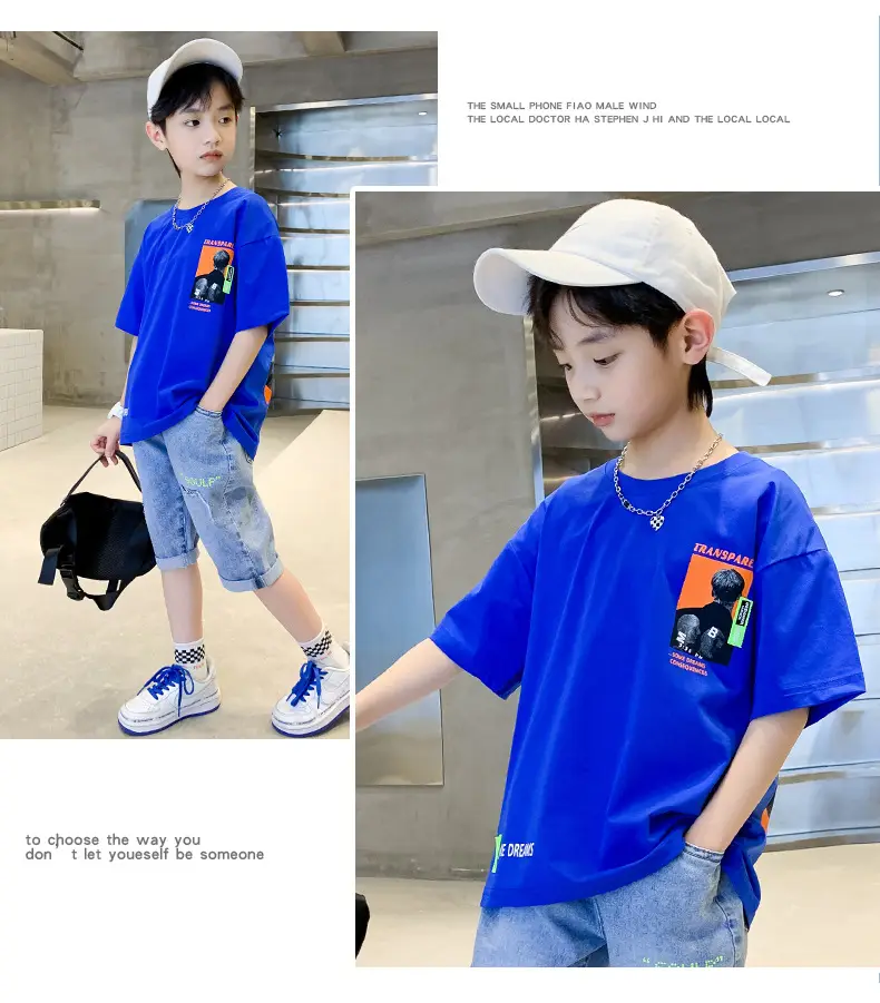 Blue Cotton T-Shirt for Boys Girls Summer Wear — feature 16