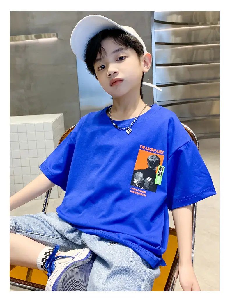 Blue Cotton T-Shirt for Boys Girls Summer Wear — feature 17