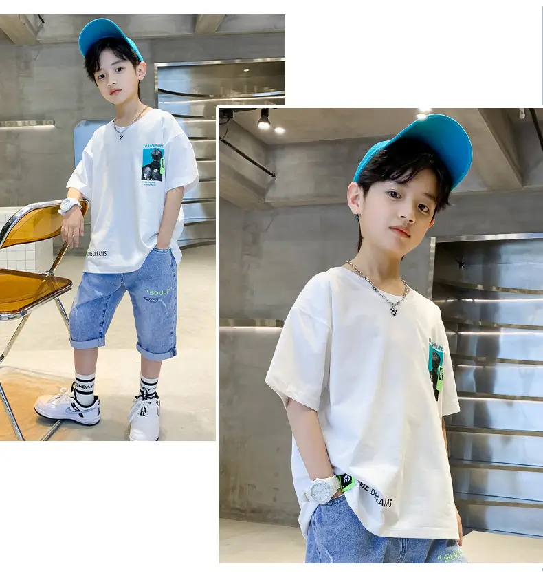 Blue Cotton T-Shirt for Boys Girls Summer Wear — feature 19