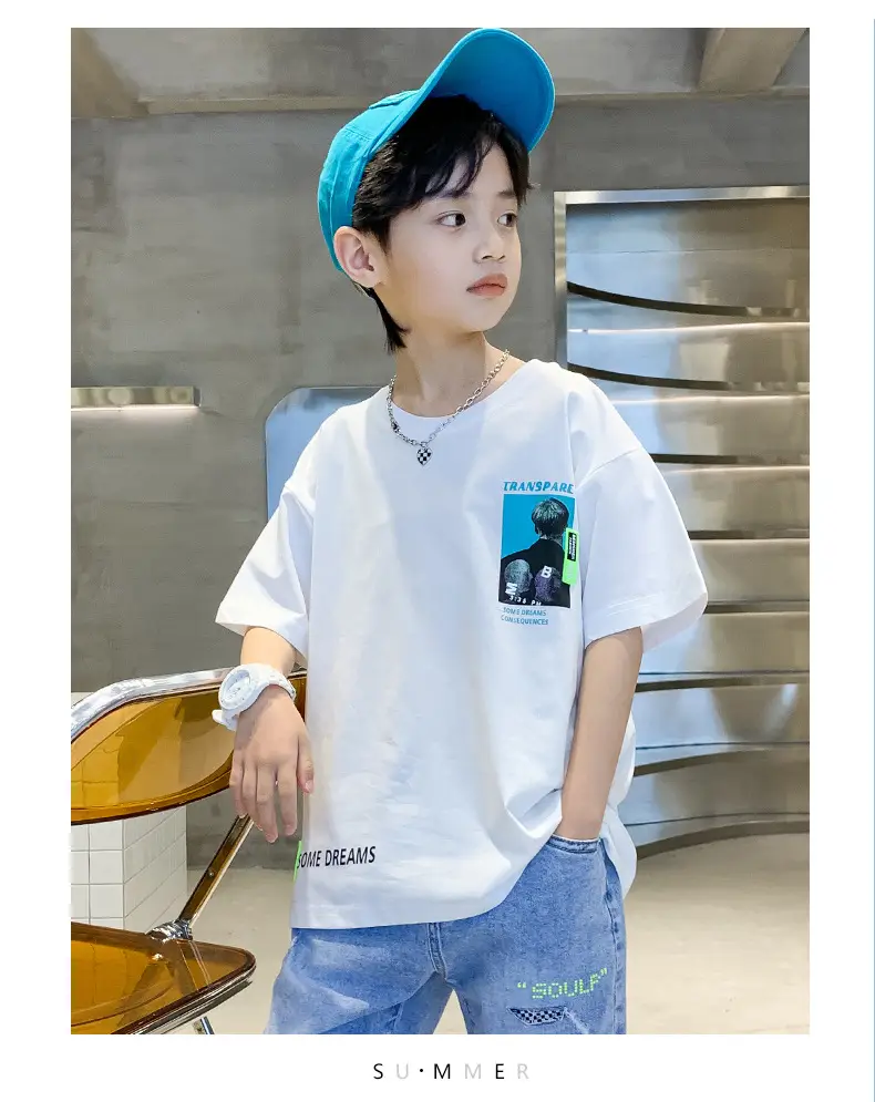 Blue Cotton T-Shirt for Boys Girls Summer Wear — feature 22