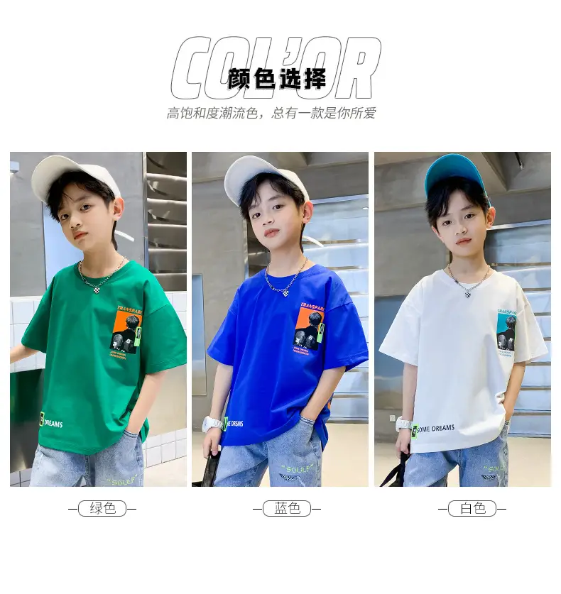 Blue Cotton T-Shirt for Boys Girls Summer Wear — feature 5