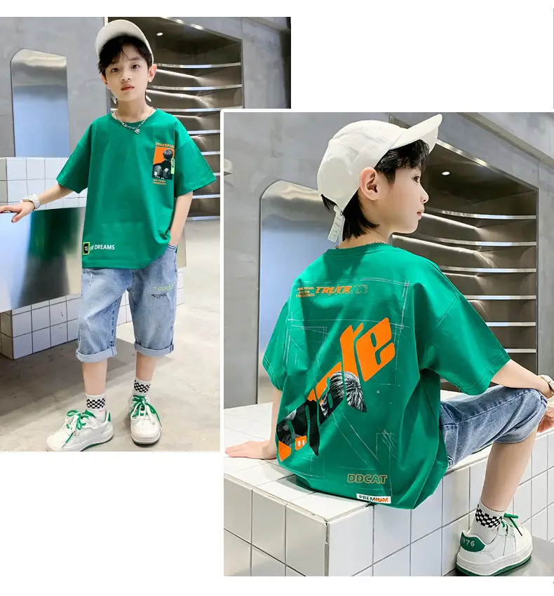 Blue Cotton T-Shirt for Boys Girls Summer Wear — feature 9