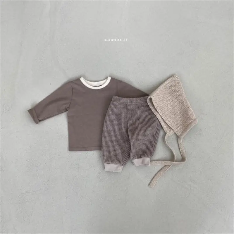 Baby Hooded T-Shirt Set White Striped Korean Style - Image 3