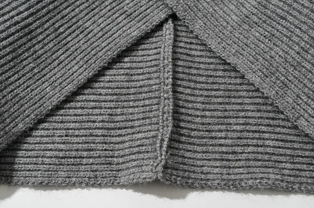 White Cross Neck Knitted V Neck Sweater Long Sleeve — feature 35