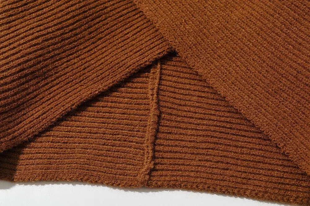 White Cross Neck Knitted V Neck Sweater Long Sleeve — feature 42