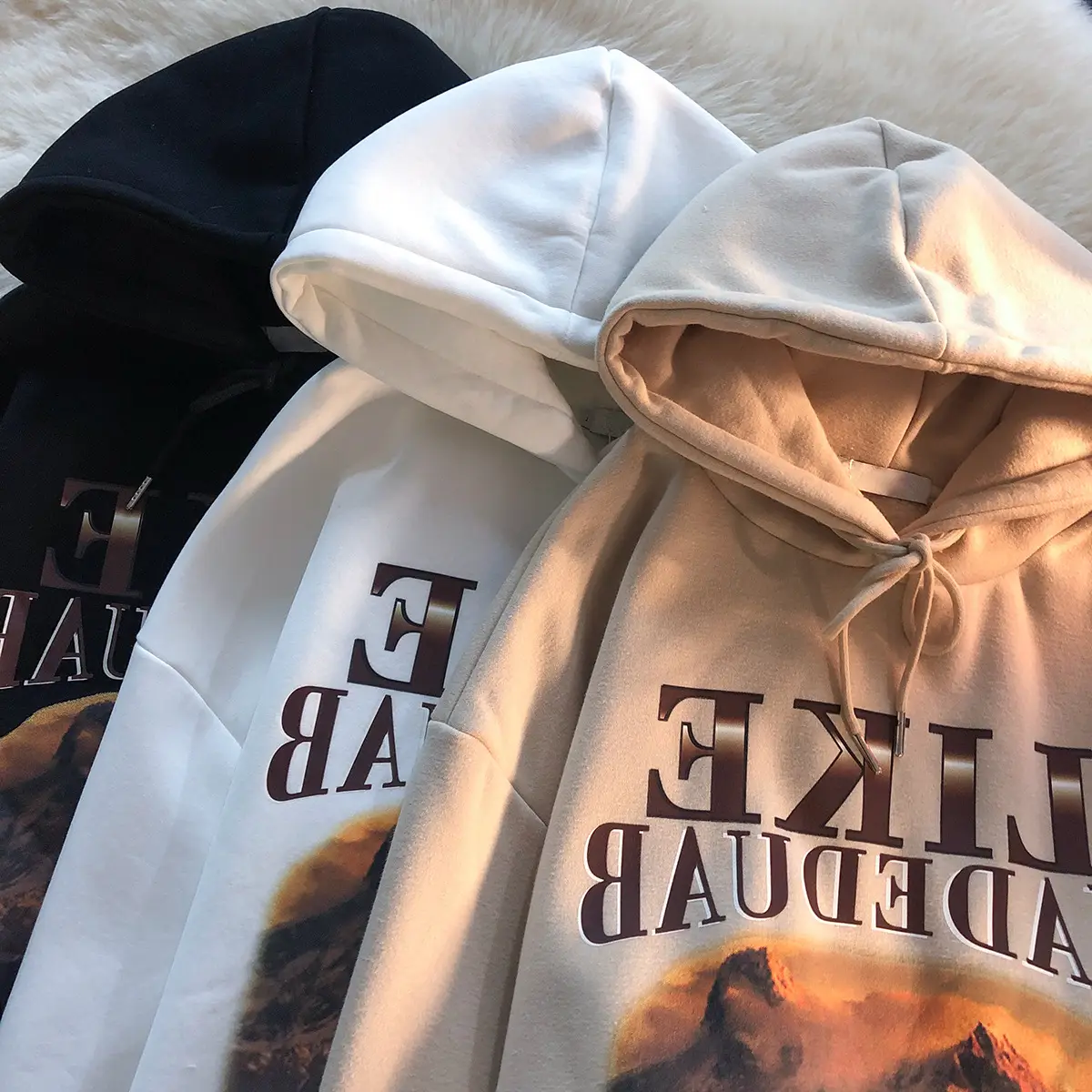 Women Black Fleece Hoodie Like Madeduab Graphic — feature 4