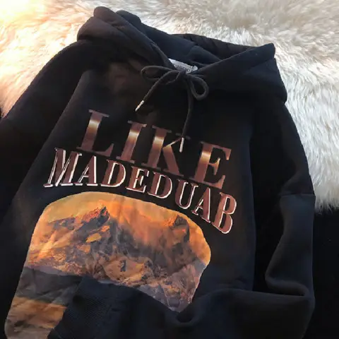 Women Black Fleece Hoodie Like Madeduab Graphic