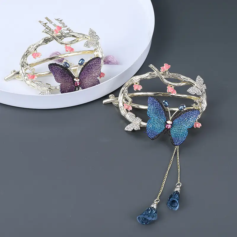 Embroidered Butterfly Hairpin for Women