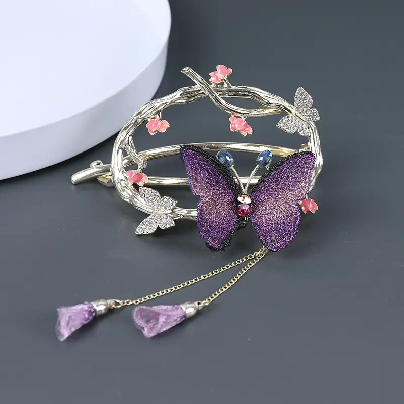 Embroidered Butterfly Hairpin for Women