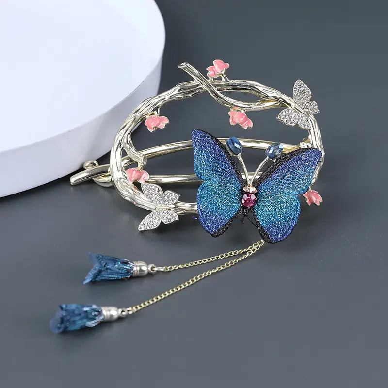 Embroidered Butterfly Hairpin for Women