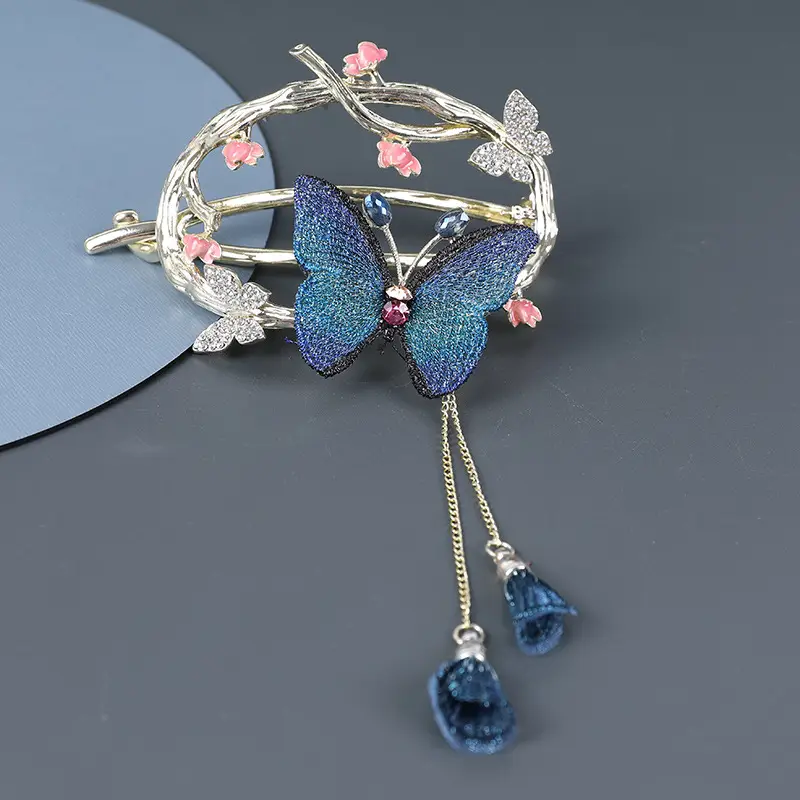Embroidered Butterfly Hairpin for Women