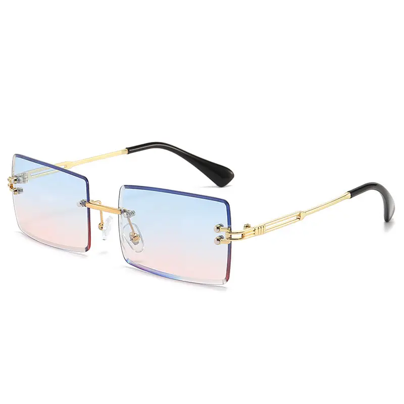 Women Square Gradient Ocean Sunglasses Frameless Cut Edge - Image 14