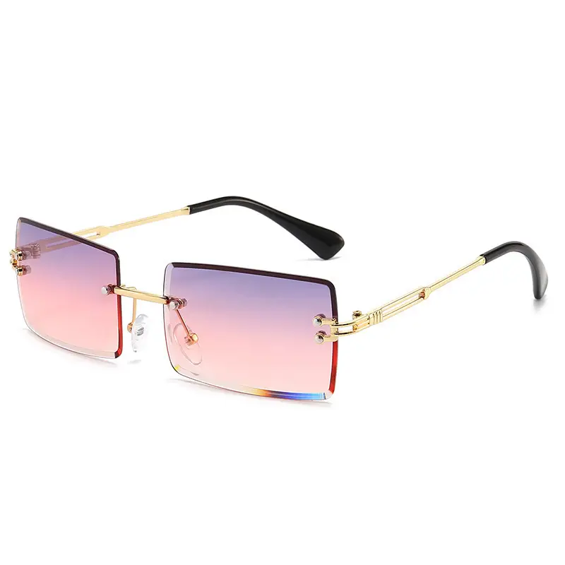 Women Square Gradient Ocean Sunglasses Frameless Cut Edge - Image 13
